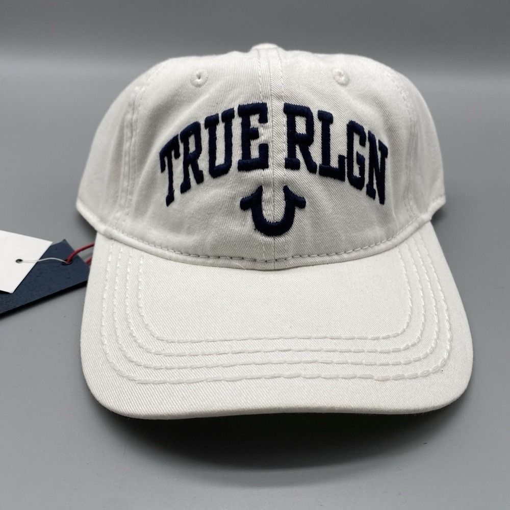 True Religion Hat Mens One Size White True Rlgn Strapback Adujustable Cap Cotton